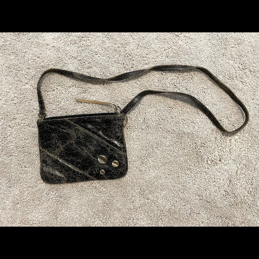 Purse with crossbody length strap.